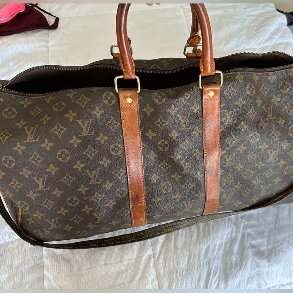 Keepall 55 Louis Vuitton Brown Monogram Travel Duffle Bag